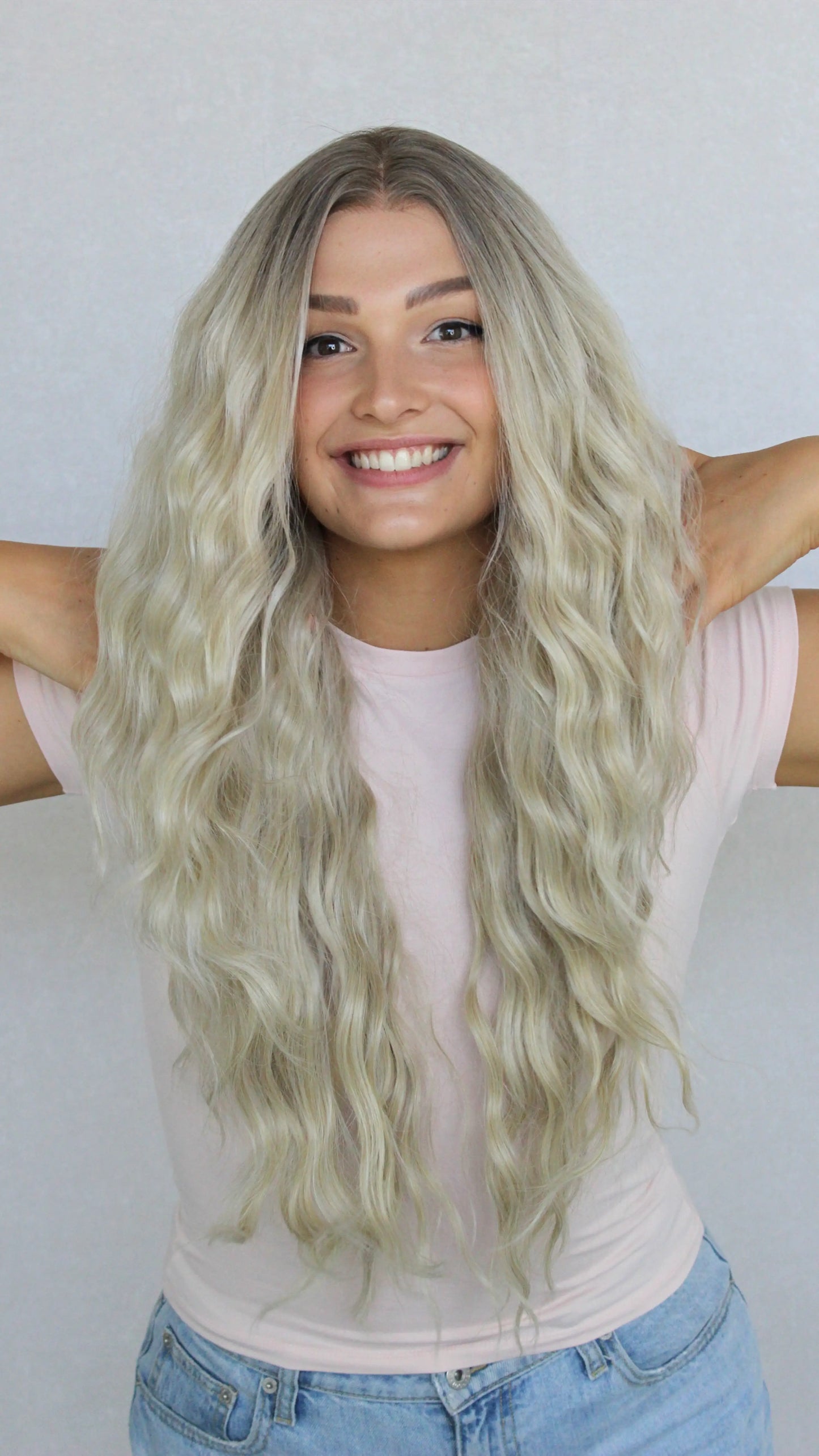 Lace Front Icy Blonde with Root Synthetic – Rikki