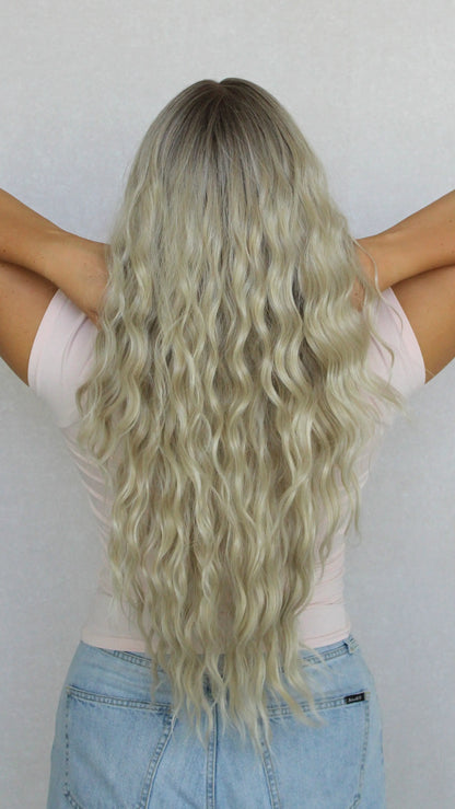 Lace Front Icy Blonde with Root Synthetic – Rikki