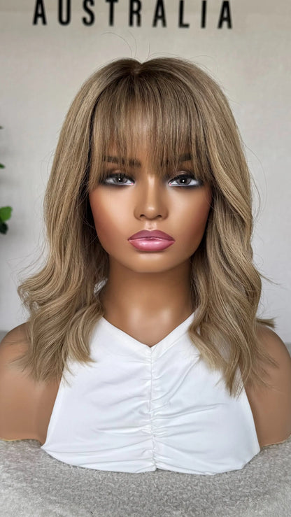 SALE- 14 INCH MULTI- TONED BLONDE HUMAN HAIR LACE FRONT WIG 