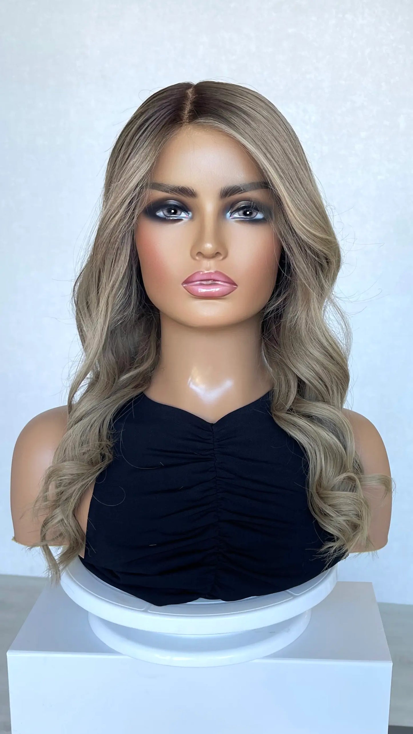 Ash Beige Blonde with Highlights –20" Human Hair Lace Front Wig- Colour: Samantha