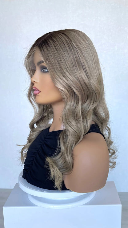 Ash Beige Blonde with Highlights –20" Human Hair Lace Front Wig- Colour: Samantha