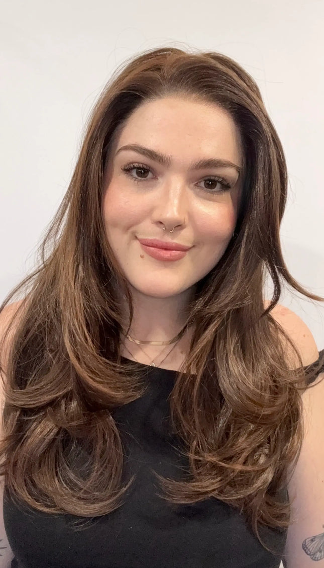 Light Weight Warm Brunette With Highlights – Sienna
