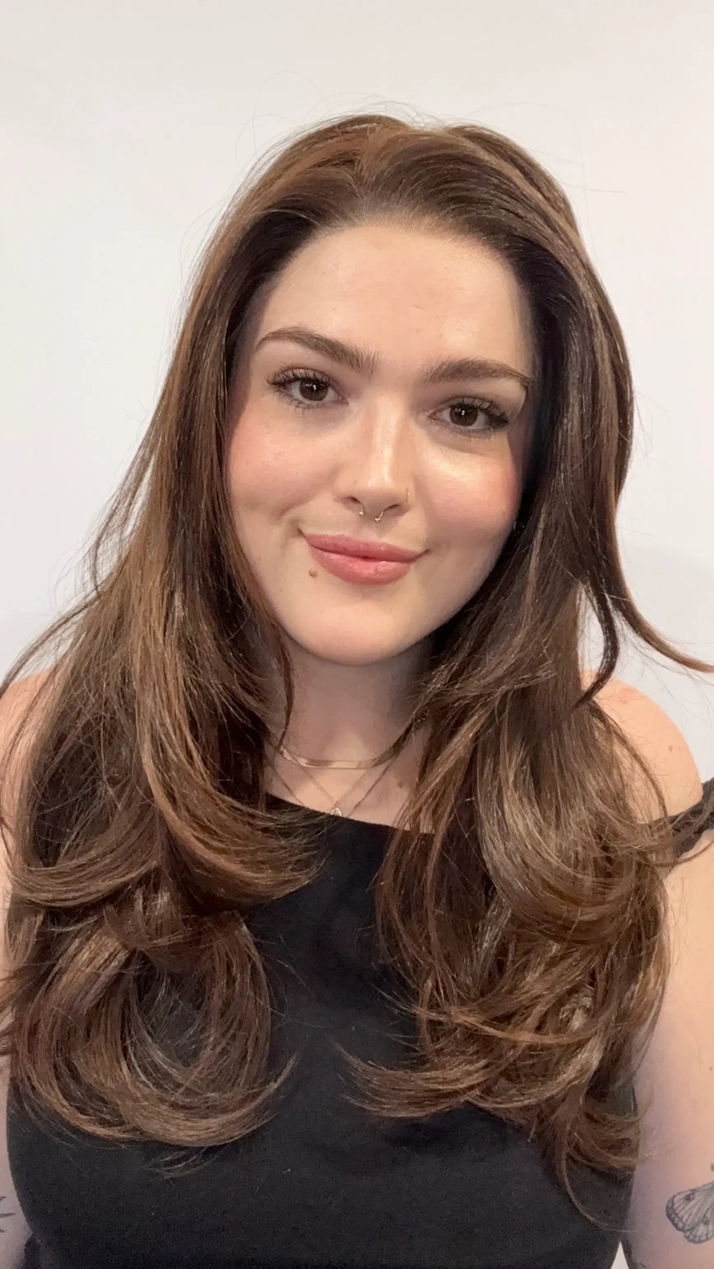 Brunette with Warm Highlights Lace Front Layered Synthetic – Sienna