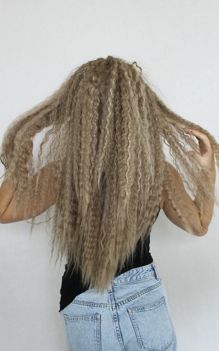 Lace Front Crimped Ash Blonde Synthetic Wig – Megan
