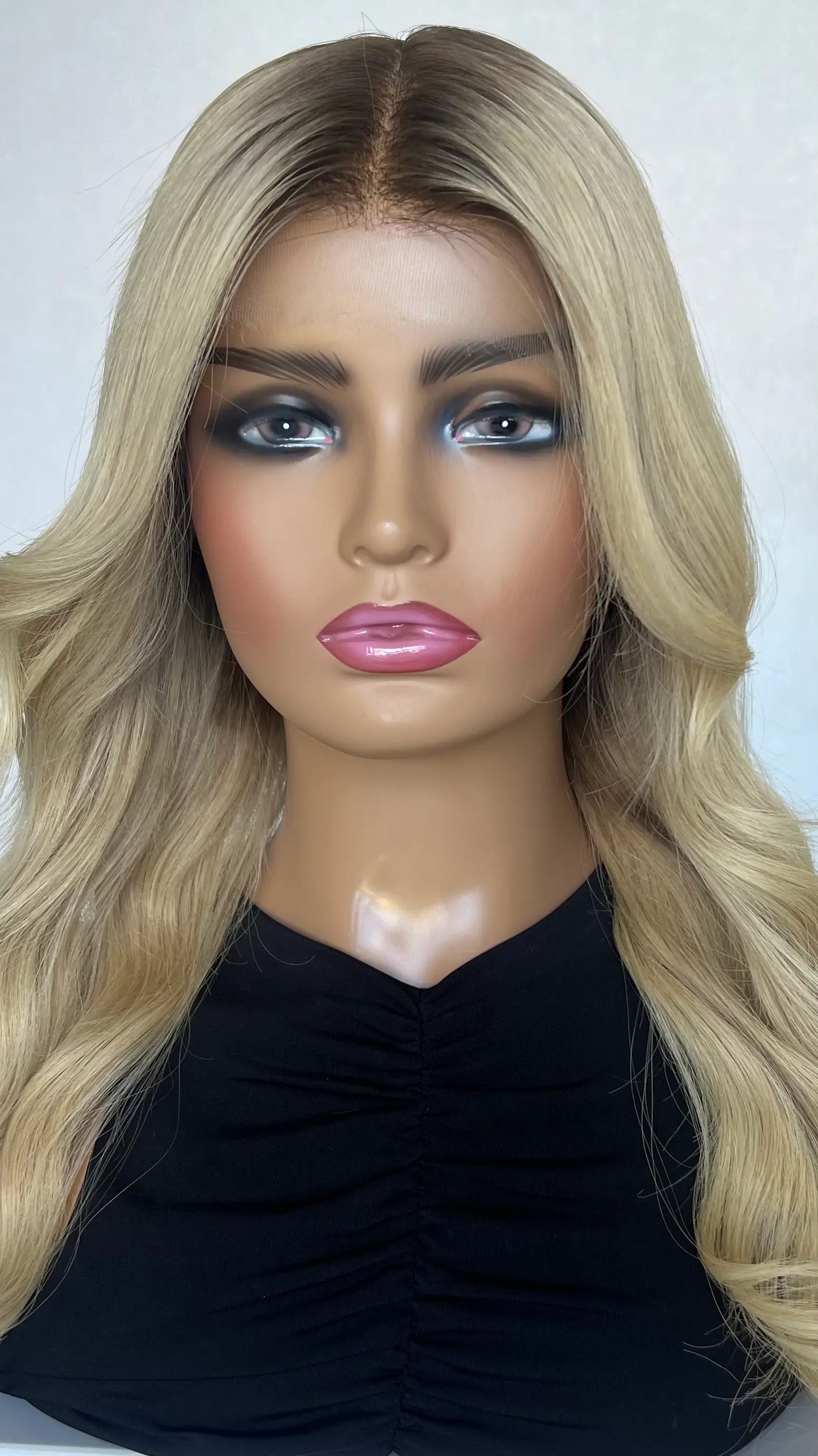 Golden Blonde With Shadow Root – 22" Human Hair Lace Front Wig - Colour: Alexandra