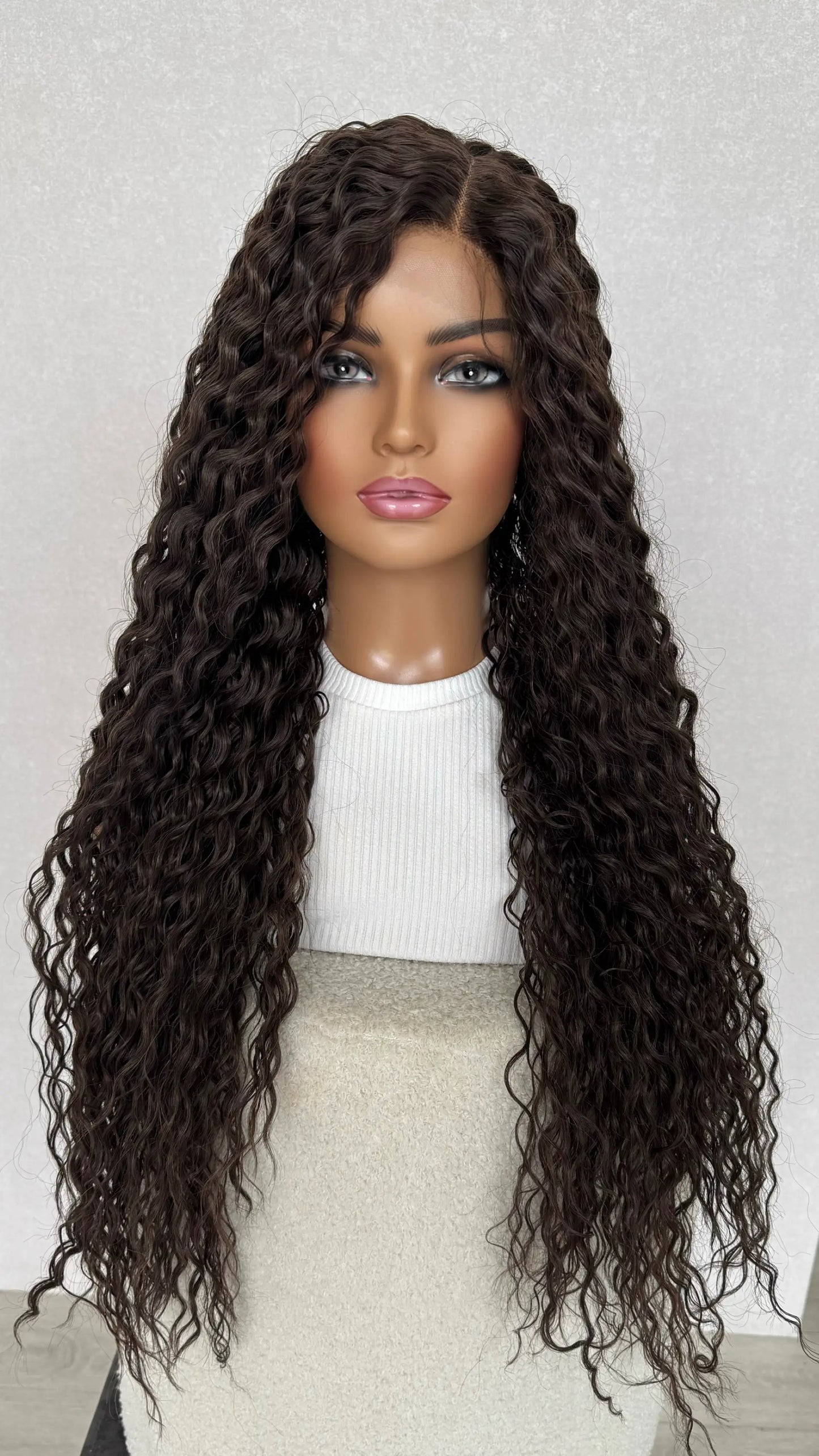 t-part lacefront side part, long curly hair wig, heat safe.
