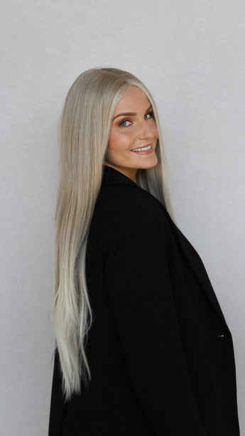 lacefront synthetic wig, long length white blonde hair, heat safe synthetic wig.