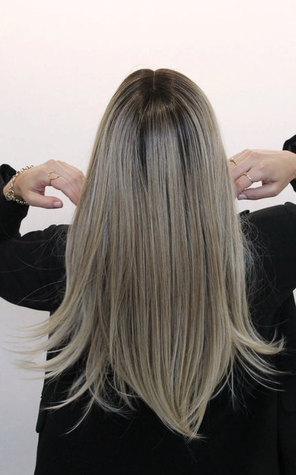heat safe synthetic hair wig back view, long straight hair, heat safe synthetic, gold coast australia.