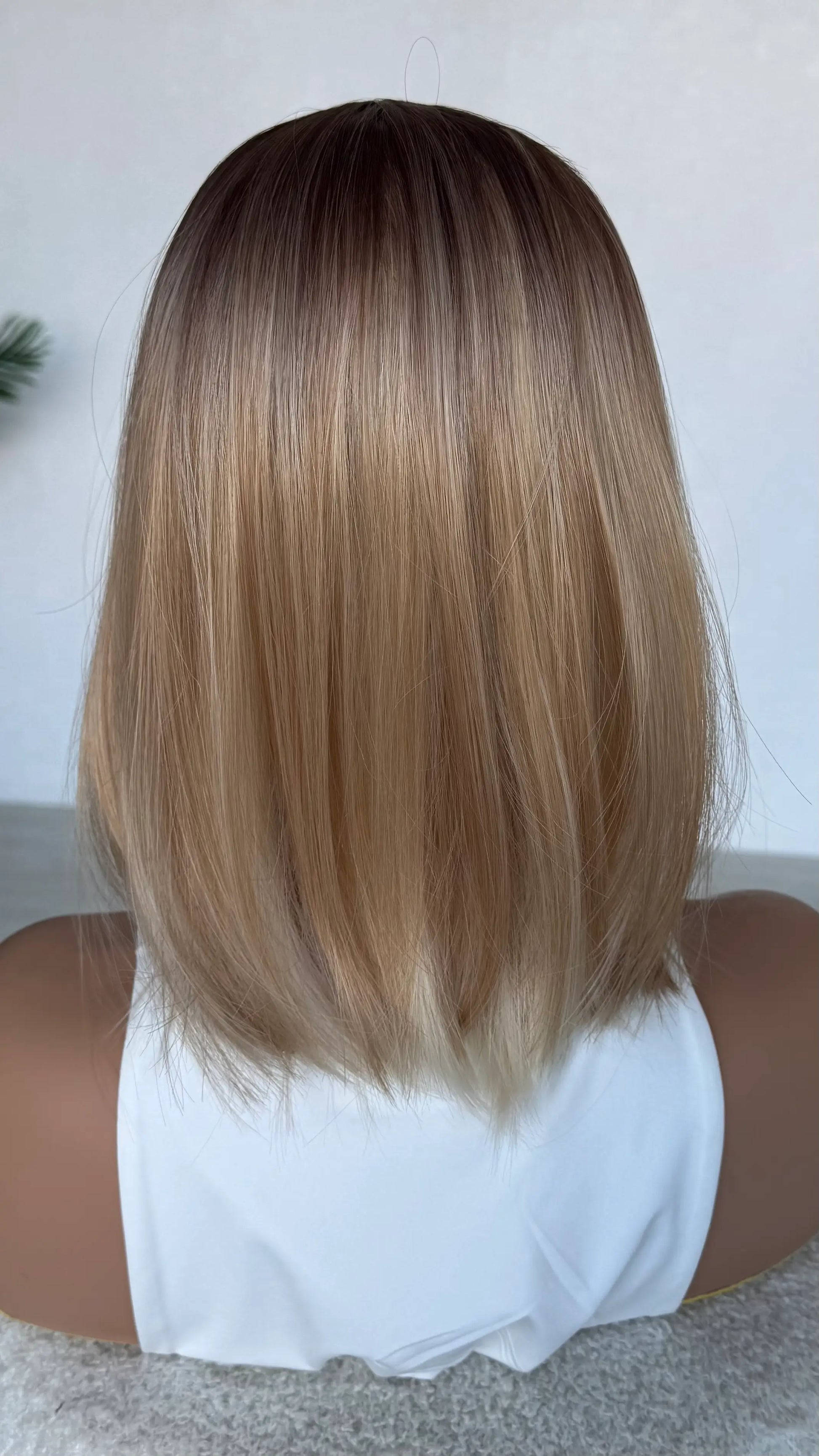 back view 14 inch bob, synthetic heat safe hair.