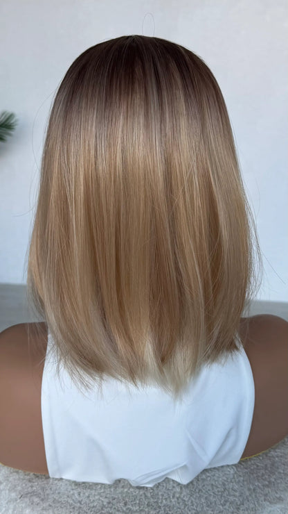 back view 14 inch bob, synthetic heat safe hair.