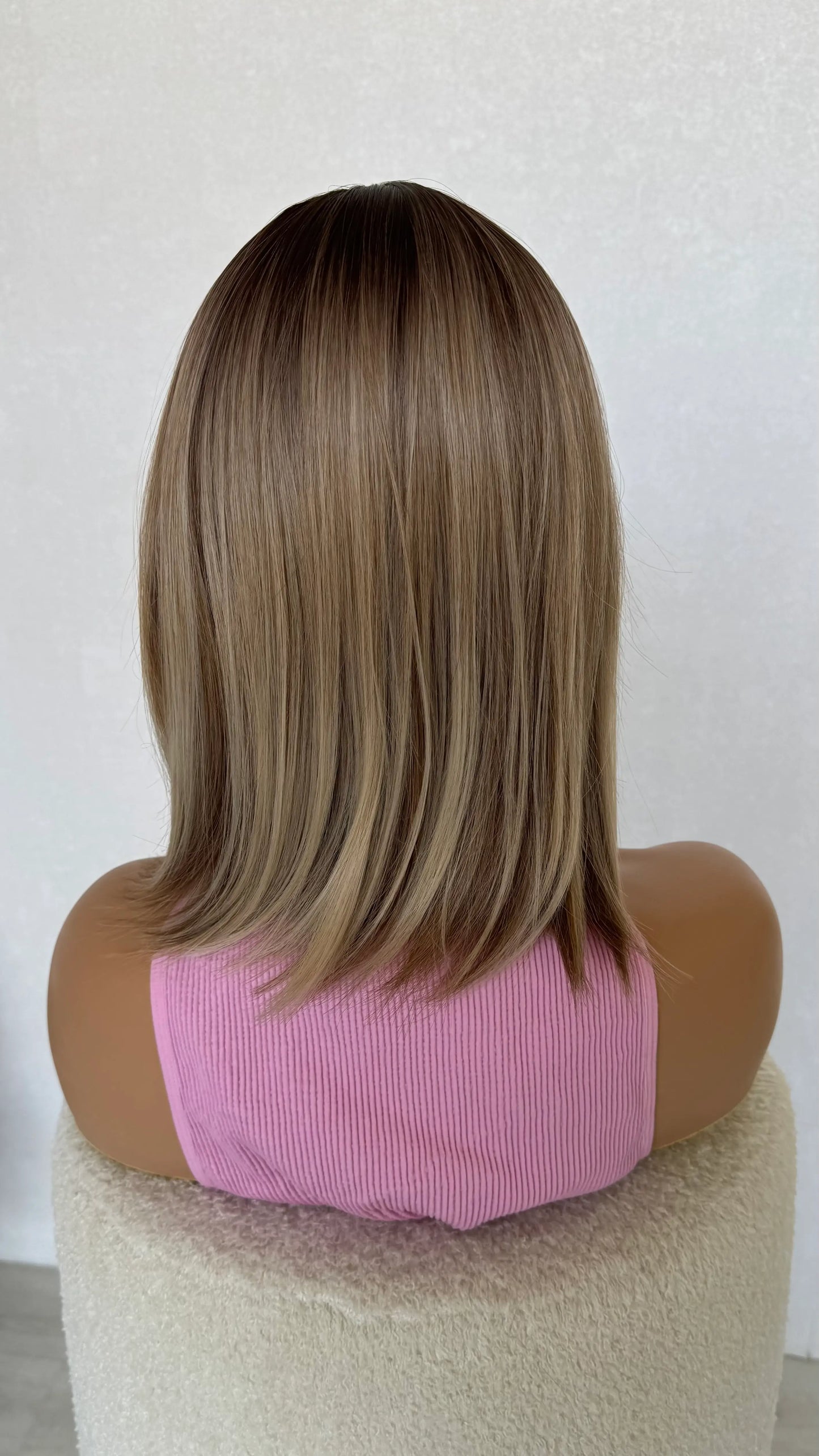 back view fringe bob wig mixed blonde 