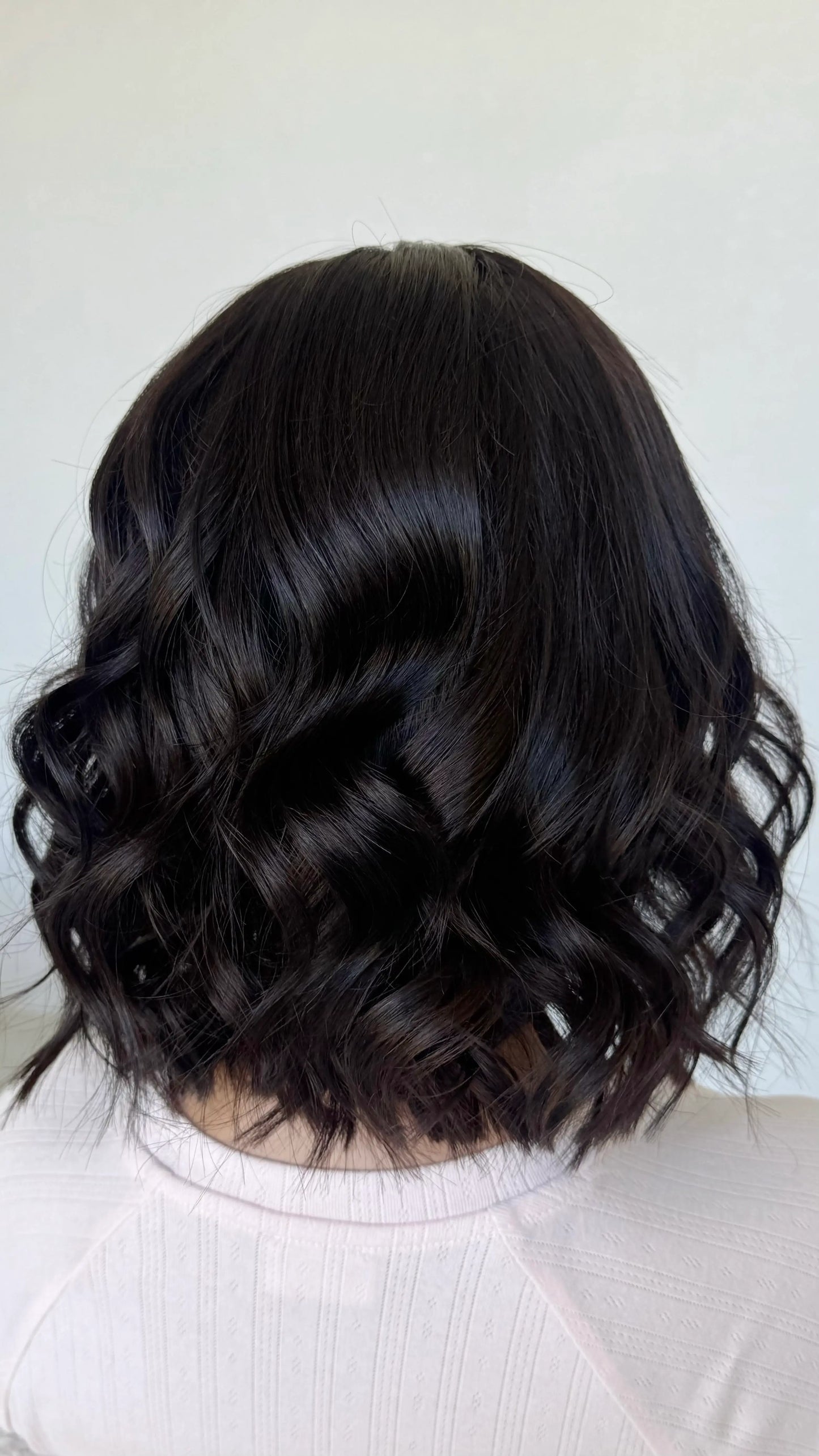 dark brown wavy hair lace front wig, australia human hair wigs, curled hair 14 inch.