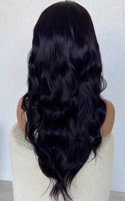 wavy hair purple wig, lace front wig australia.
