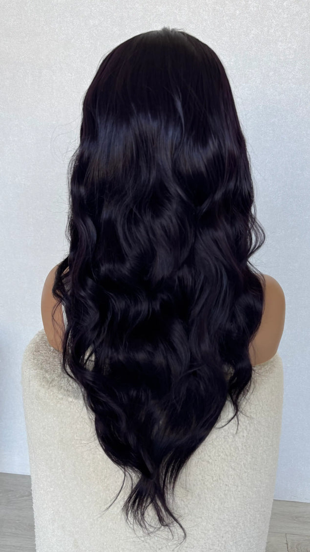 wavy hair purple wig, lace front wig australia.