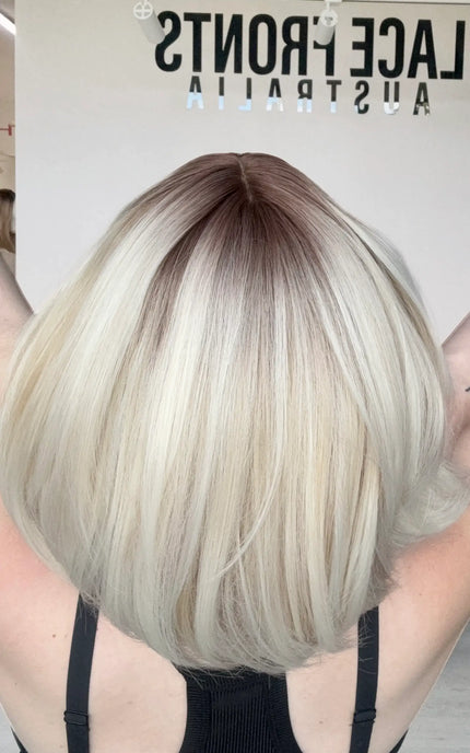 realistic blonde bob wig for hairloss in australia.