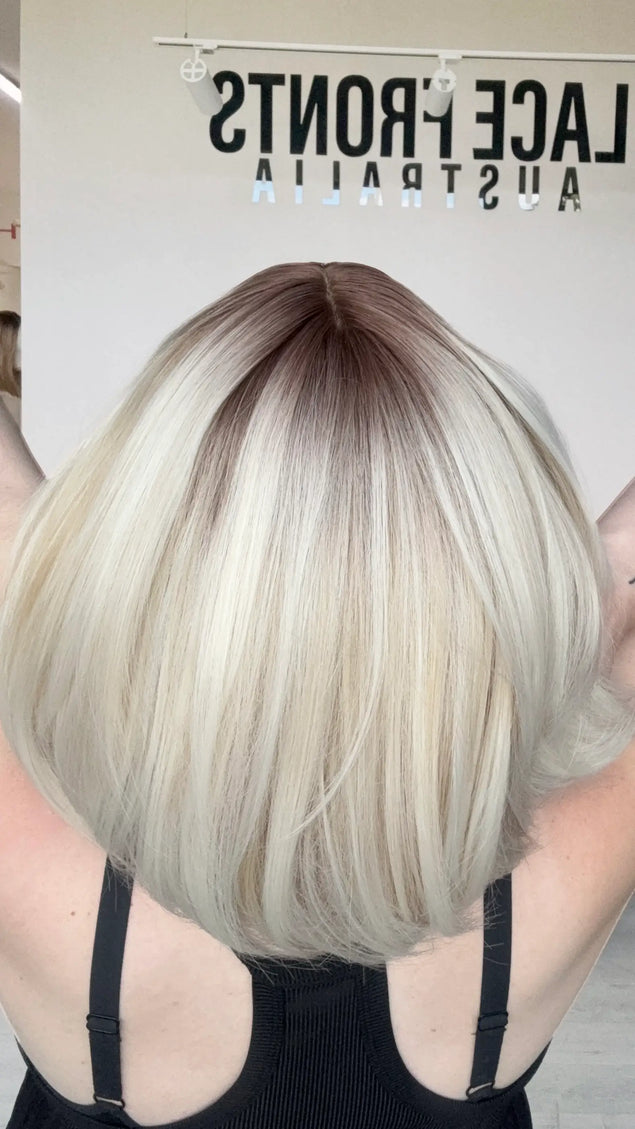 realistic blonde bob wig for hairloss in australia.