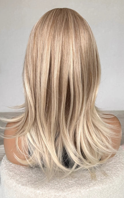 heat safe blonde hair, layered blonde topper, synthetic topper gold coast, australia.