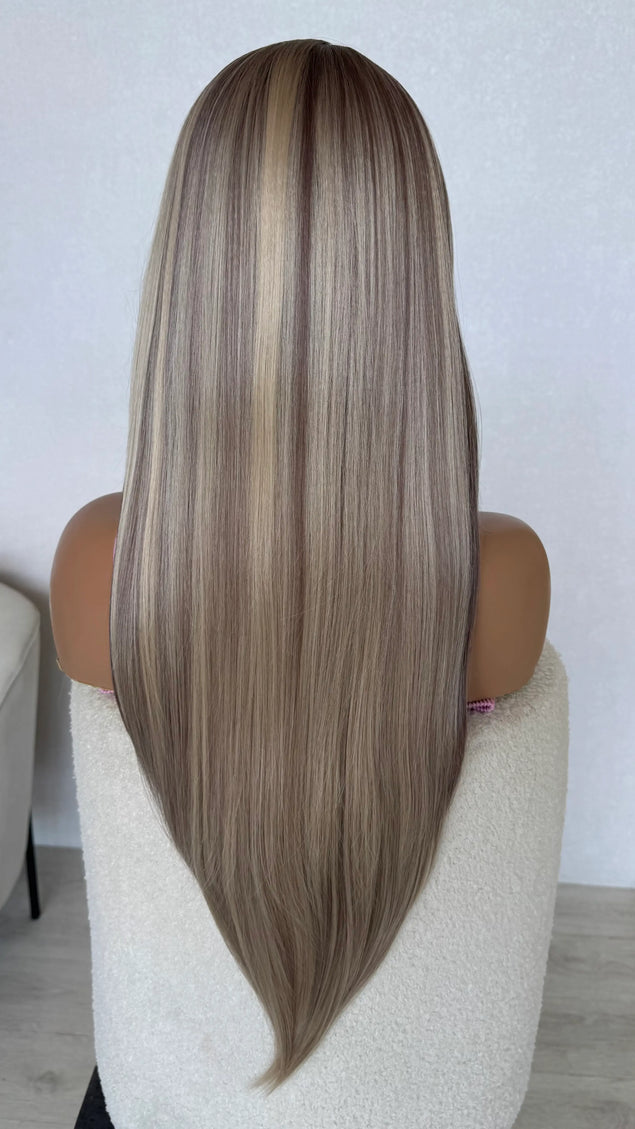 back view long ash hair wig , lacefront wig australia.