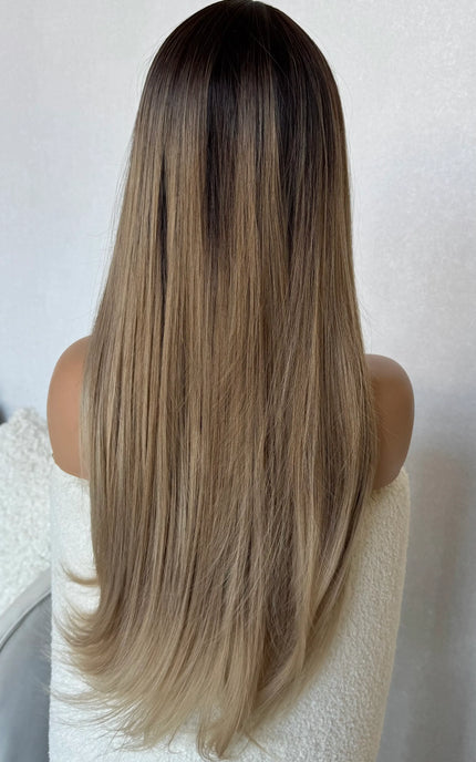 back view long hair glueless wig.