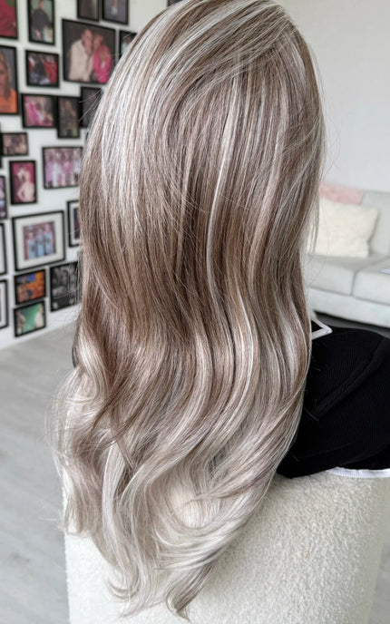 realistic lace front wig in ash grey colour for hairloss.