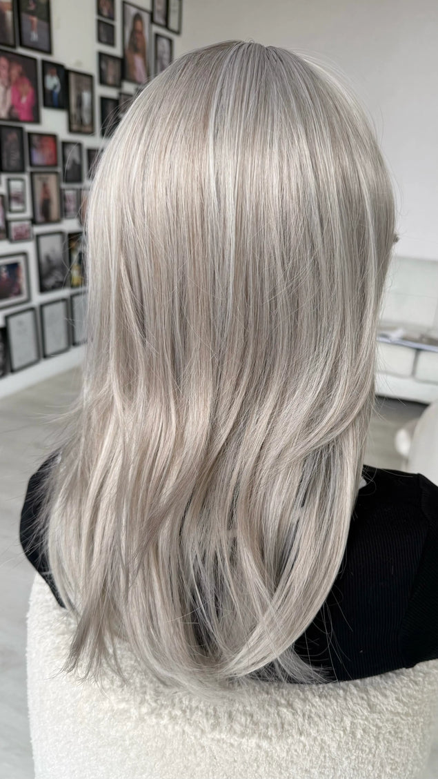 natural looking glueless silver fringe wig for hairloss, australia.