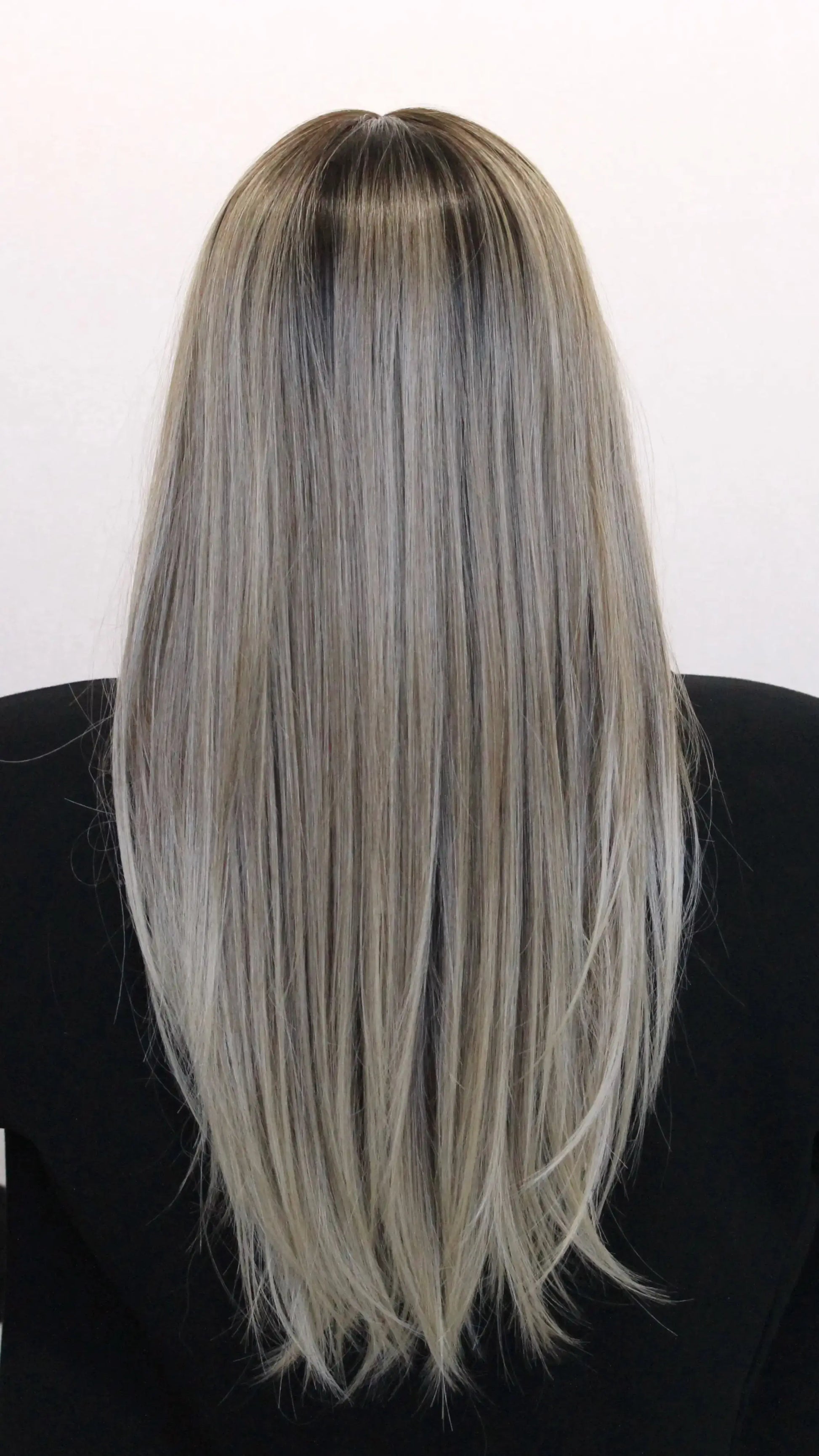 long straigth hair heat safe synthetic wig, ash ombre colour hair. glueless synthetic gold coast australia.