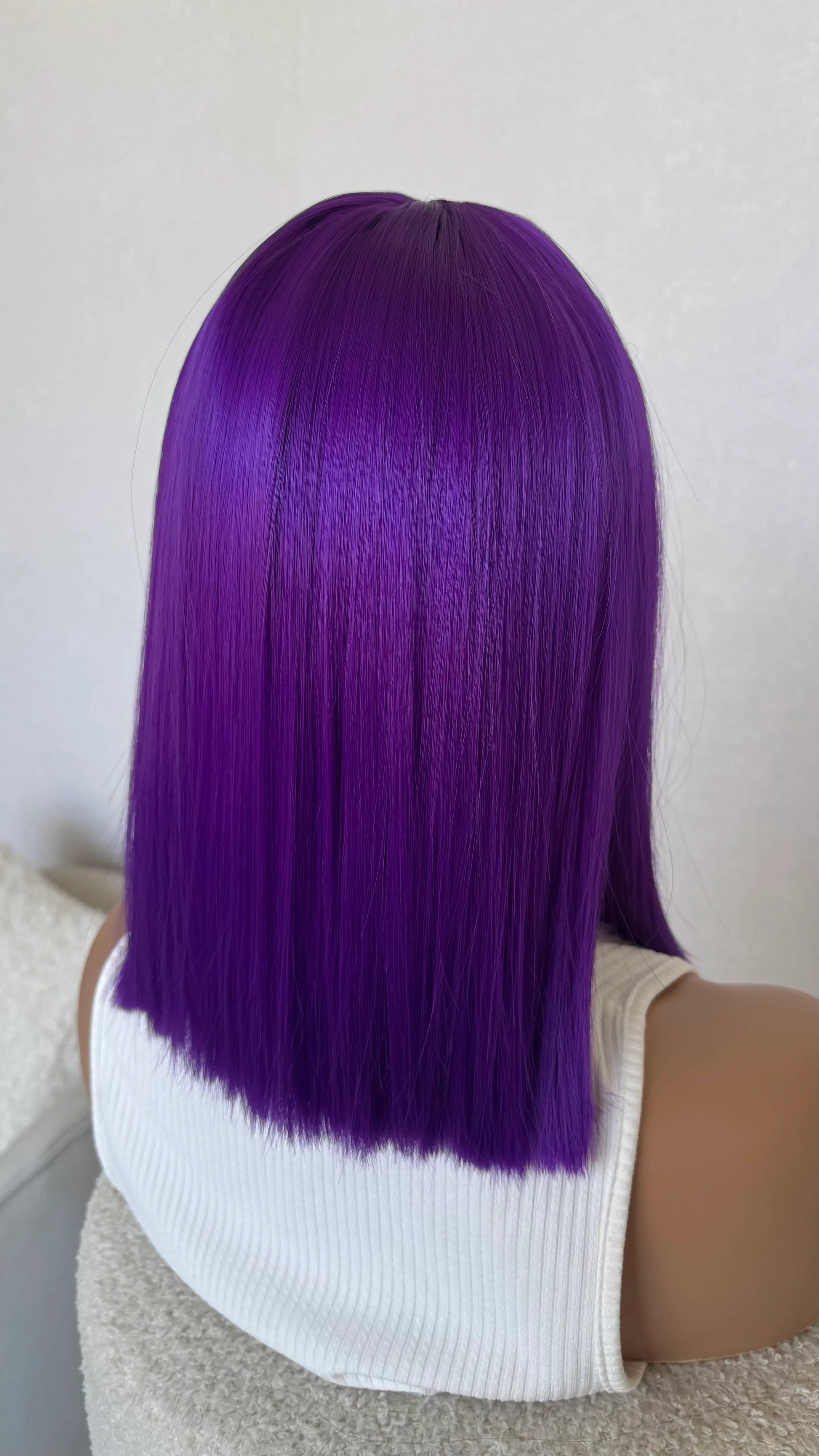 blunt cut purple synthetic wig, australia wigs.