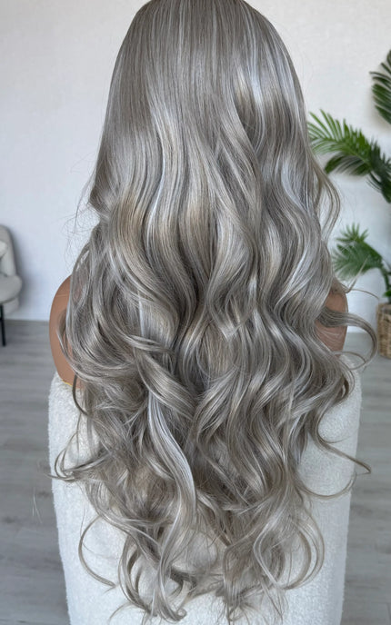 long lacefront wavy from back view showing colour and length.
