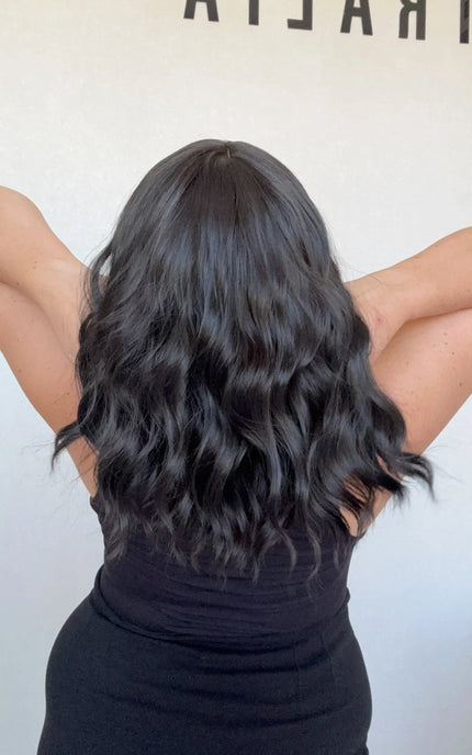 black wavy hair synthetic heat safe glueless topper australia.