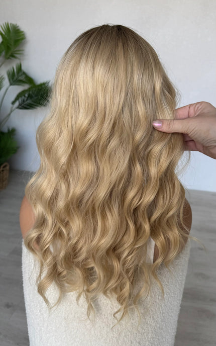 wavy blonde synthetic topper heat safe topper australia, gold coast.