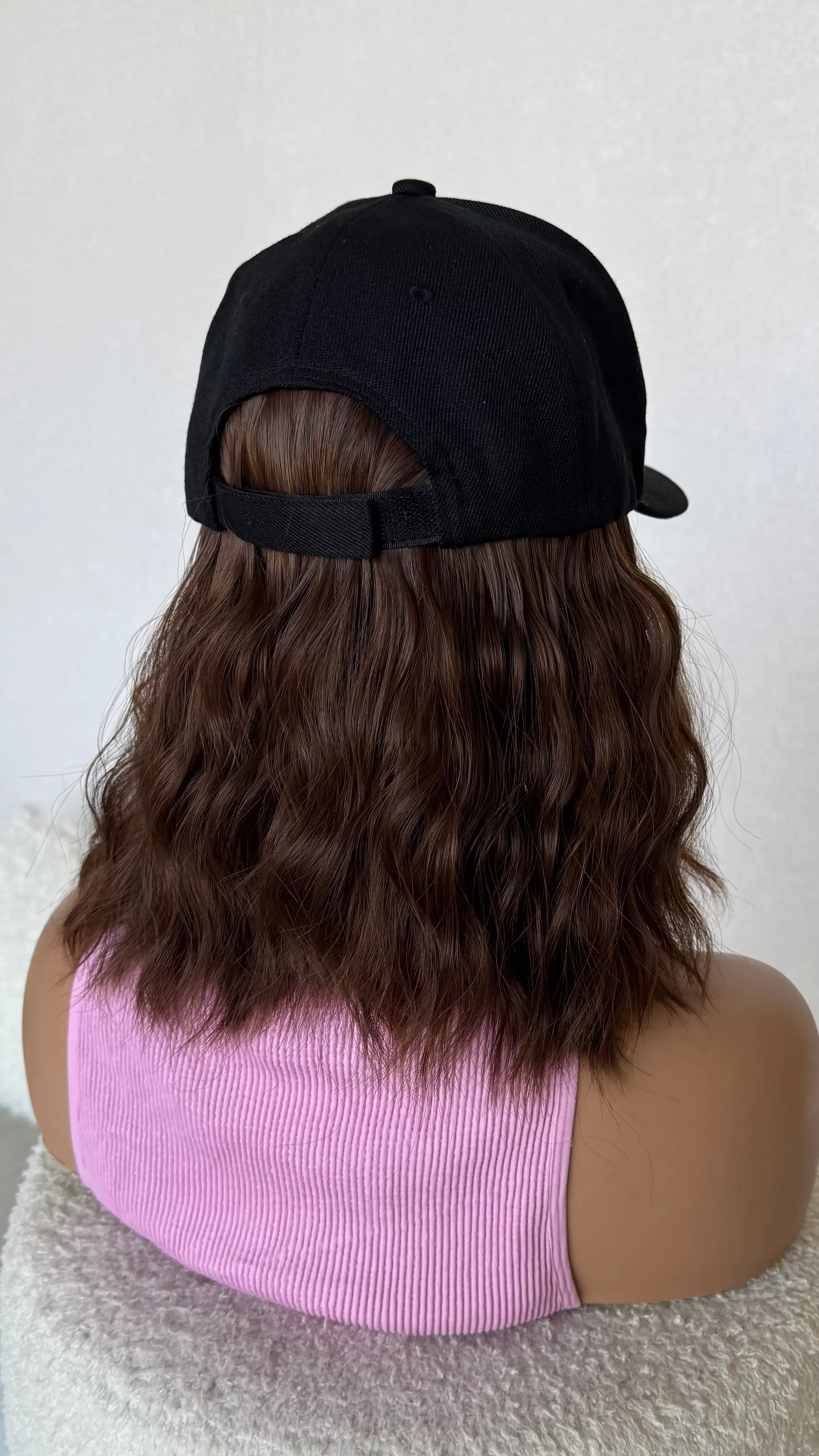 hat wig wavy brown hair wig australia heat safe synthetics 