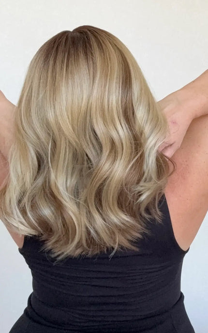wavy multi coloured hair length middle part with waves, heat safe gluless synthetic wig australia, gold coast.