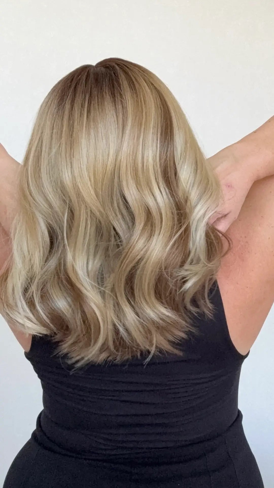 wavy multi coloured hair length middle part with waves, heat safe gluless synthetic wig australia, gold coast.