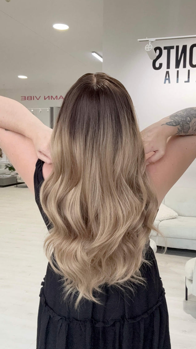glueless ombre fringe synthetic wig, gold coast australia, natural synthetic wigs, ready to wear.