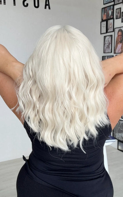 heat safe white hair synthetic wig australia, glueless wig. gold coast.