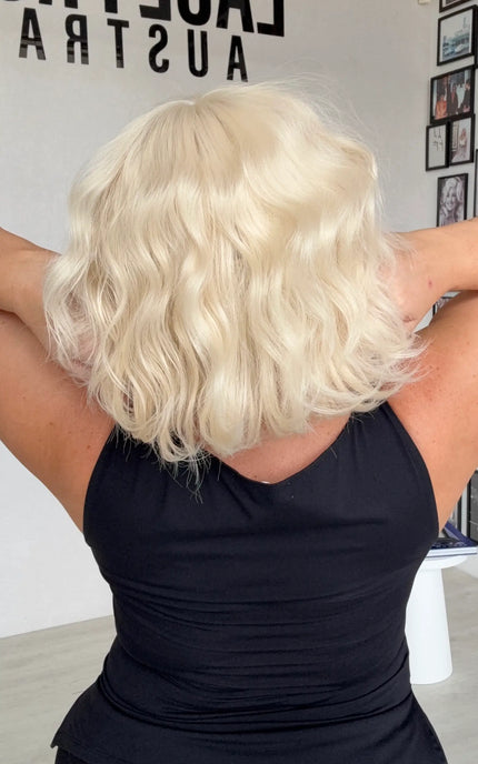 heat safe white blonde synthetic topper, gold coast australia.