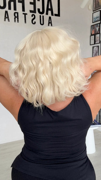heat safe white blonde synthetic topper, gold coast australia.