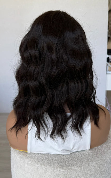 dark wavy brunette synthetic topper