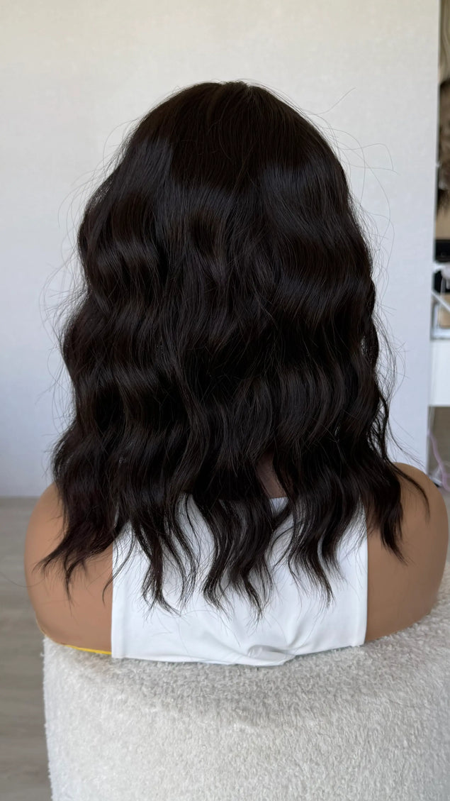 dark wavy brunette synthetic topper
