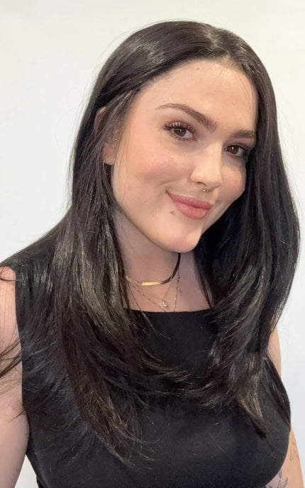 heat safe, gluless wig, black layered hair, gold coast australia.