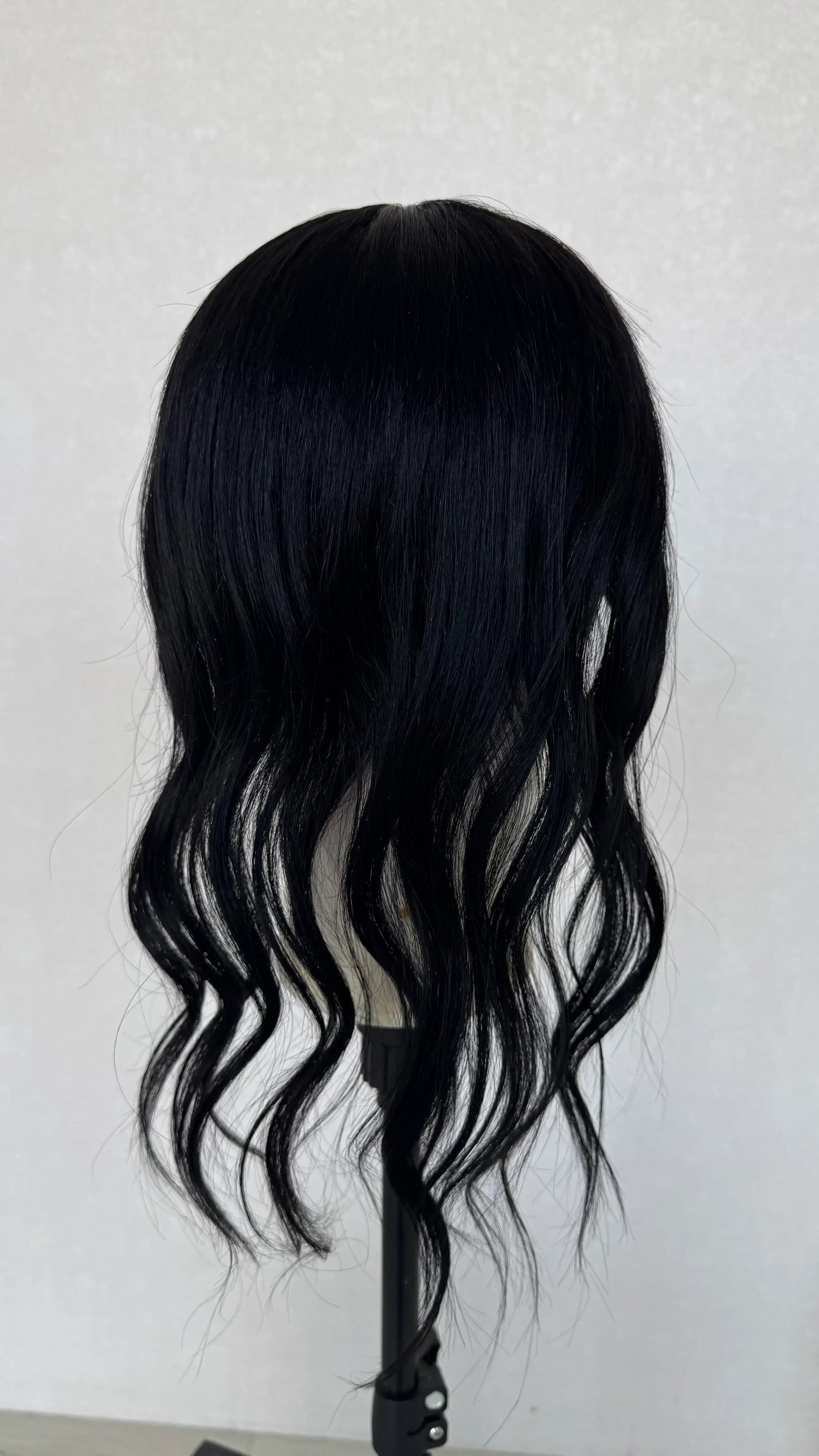 feathered ends to blend with bio hair, 20 inch black human hair topper australia.