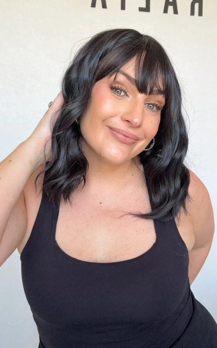middle part black hair wavy synthetic topper heat safe and glueless topper australia.