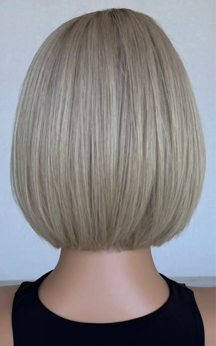 medical lace front wog in blonde bob length for hairloss, alopecia and chemotherapy.