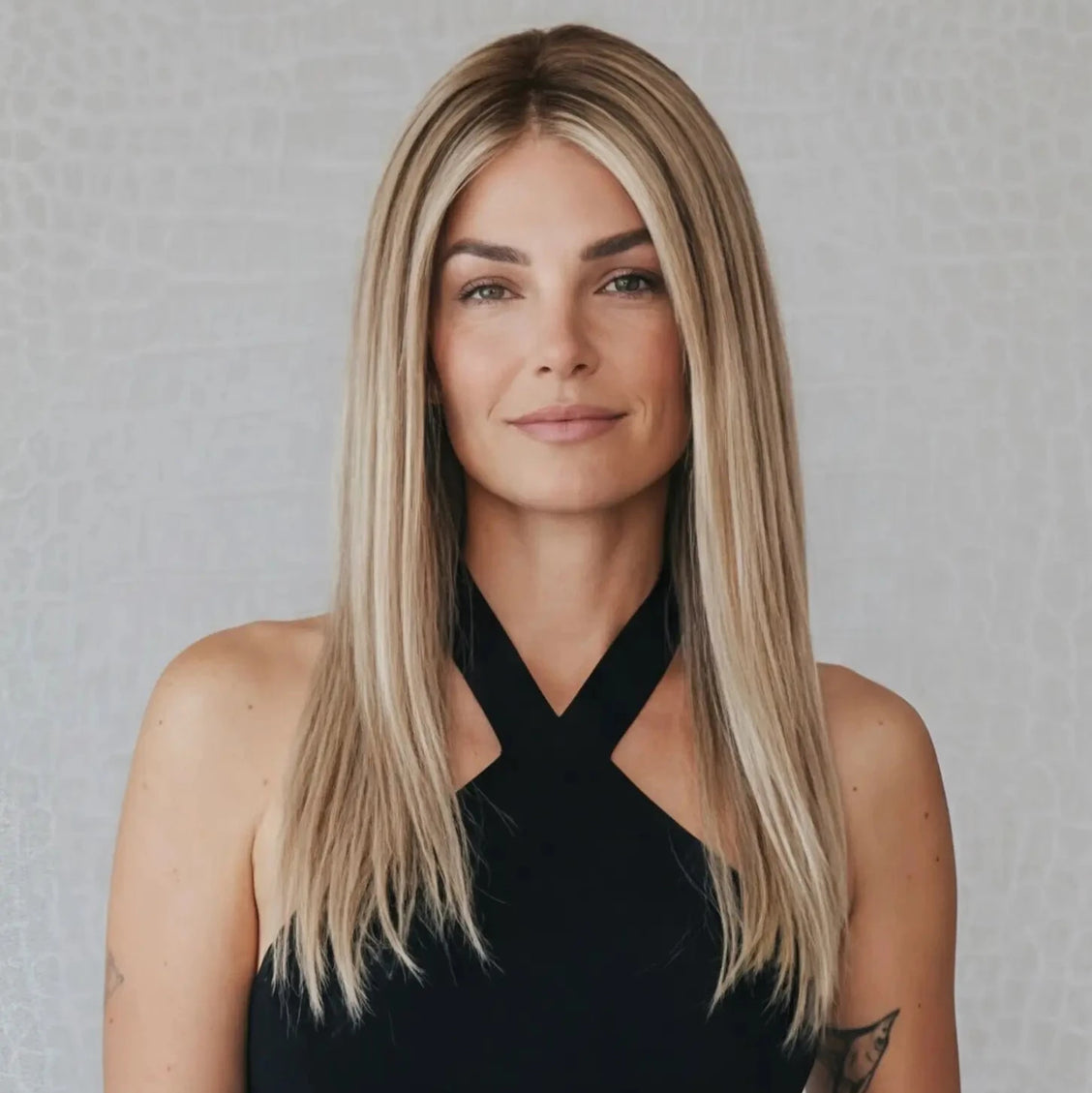 natural looking lace front blonde human hair wig.