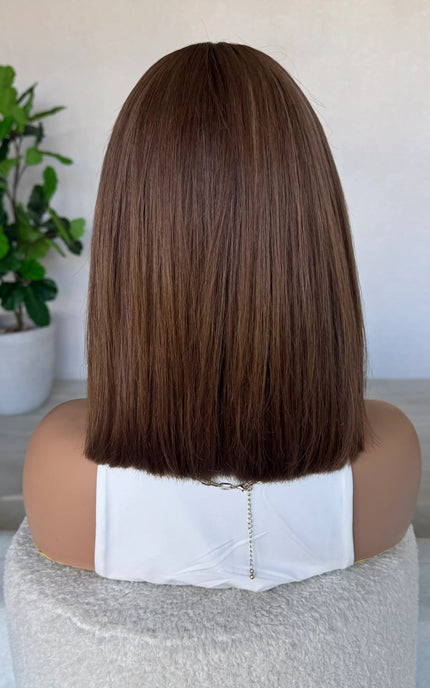 natural brunette bob human hair medical lace wig australia.