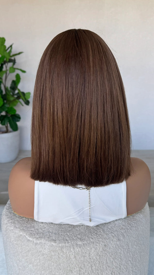 natural brunette bob human hair medical lace wig australia.