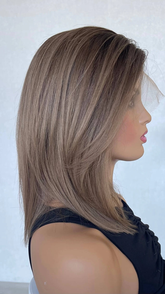 realistic human hair wig with lace front for women with hairloss made for daily wear.