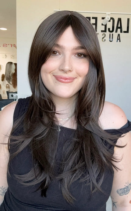 dark brunette natural looking wig for hairloss in australia.