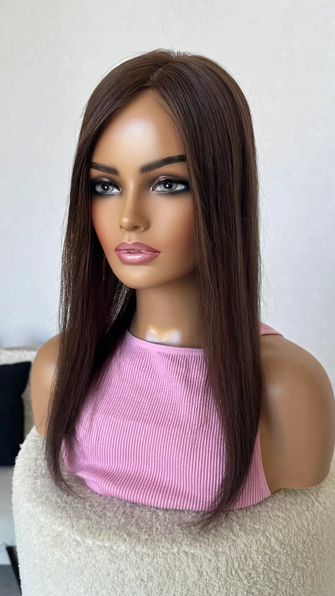 topper real human hair, chocolate brunette colour