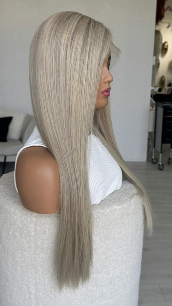 26 inch platinum blonde human hair lacefront wig australia.